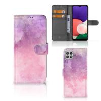 Hoesje Samsung Galaxy A22 5G Pink Purple Paint | Portemonnee hoesje - thumbnail