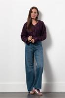 Studio Anneloes Madison Jacquard Top 13364 T-shirt Lange Mouw 3800 Blackberry - thumbnail