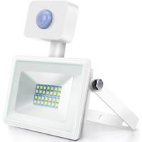 LED Bouwlamp met Sensor 20W - Schijnwerper 6400K - IP65 - Mat Wit - thumbnail