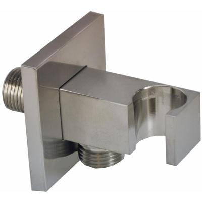 Wiesbaden Wandaansluitbocht met Handdouchehouder - Vierkant - 1/2 Inch - Geborsteld Staal