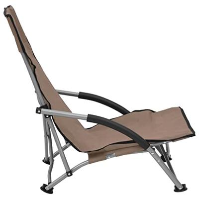 Strandstoelen 2 st inklapbaar stof taupe