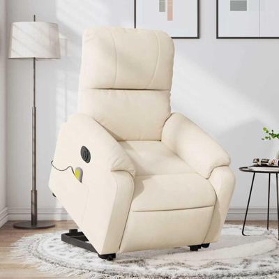 Sta-op-massagestoel elektrisch verstelbaar microvezelstof beige
