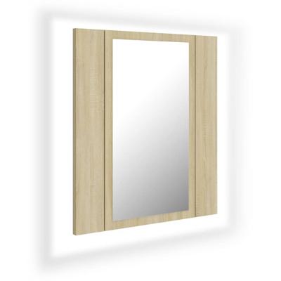 VidaXL Badkamerkast met spiegel led 40x12x45 acryl sonoma eikenkleurig
