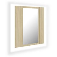 VidaXL Badkamerkast met spiegel led 40x12x45 acryl sonoma eikenkleurig - thumbnail