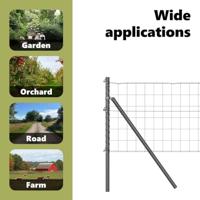 VidaXL Hek met paal grijs 0,8 x 25 m staal en pvc - thumbnail