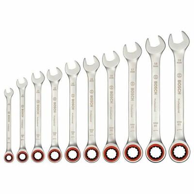 Bosch Professional 1.600.A02.AU0 PRO Dubbele ringsleutelratelset 10-delig Sleutelbreedte (metrisch) 8 - 19 mm Bosch Professional 1.600.A02.AU0 PRO Dubbele ringsleutelratelset 10-delig Sleutelbreedte (metrisch) 8 - 19 mm