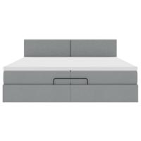 Ottoman bed met matras 200x200 cm stof lichtgrijs - thumbnail