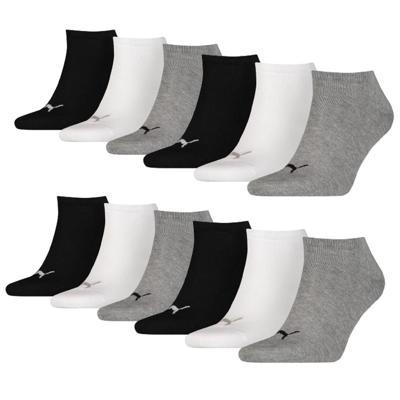 Puma Sneakersokken Plain 12-pack Zwart / Wit / Grijs-47/49