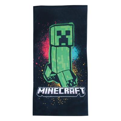 Minecraft handdoek 70x 140cm zwart