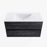 MONDIAZ VICA 90cm badmeubel onderkast Antracite 2 lades. Wastafel CLOUD midden 1 kraangat, kleur Talc. - thumbnail