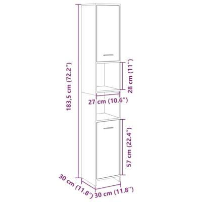 Badkamerkast 30x30x183,5 cm spaanplaat sonoma eikenkleurig