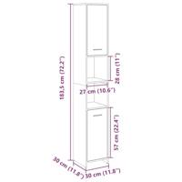 Badkamerkast 30x30x183,5 cm spaanplaat sonoma eikenkleurig - thumbnail