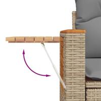 5-delige Loungeset met kussens poly rattan beige - thumbnail