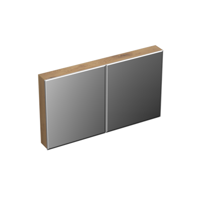 Spiegelkast Forzalaqua Uni 120x68.5x12.5 Cm 2 Deuren Tweezijdig Spiegel Eiken Oyster