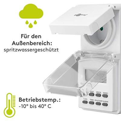 Tijdklok schakelklok stopcontact uitvoering Weekklok digitaal spatwaterdicht IP44