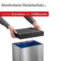 Hailo Bix-Box Swing XL 8602110 Afvalbak 52 l RVS (l x b x h) 260 x 339 x 763 mm Zilver, Zwart Met zelfsluitende zwenkdeksel 1 stuk(s) - thumbnail