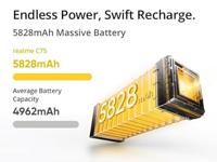 realme Smartphone C75 4G 8+128GB, IP69 Dust & Water Resistance, ArmorShell™ Protection, 90Hz FHD Display, 5828mAh Massive Battery, no adapter, Storm Black - thumbnail