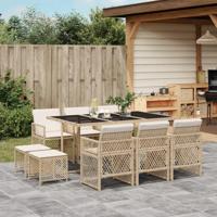 11-delige Tuinset met kussens poly rattan beige - thumbnail
