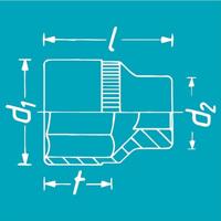 HAZET Dopsleutel 900-16 · 1/2 inch (12,5 mm) vierkant hol · Buiten-zeskant-tractieprofiel · SW 16 mm - thumbnail