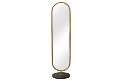 Ovale staande spiegel PORTRAIT 175cm goud ijzer zwart marmeren voet handgemaakt - 46100