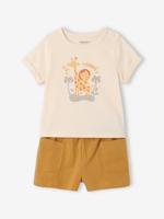 T-shirt met print + korte broek voor baby karamel - thumbnail