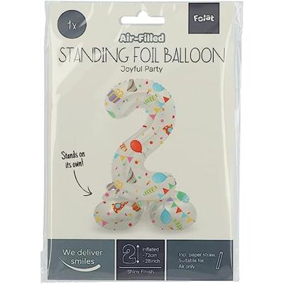Folat BV Staande folieballon joyful party cijfer 2 -72cm