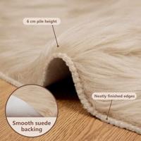 VidaXL Nep schapenvacht tapijt tafalla beige ø 120 cm polyester - thumbnail