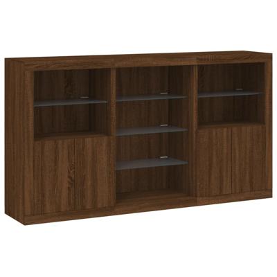 Dressoir met LED-verlichting 181,5x37x100 cm bruin eikenkleur