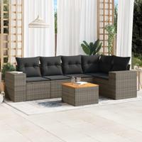 6-delige Loungeset met kussens poly rattan grijs - thumbnail
