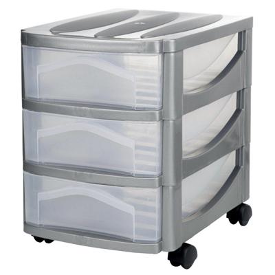 Bama big hobby ladesysteem met 3 laden 30x30x40 cm zilver/wit