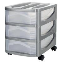 Bama big hobby ladesysteem met 3 laden 30x30x40 cm zilver/wit - thumbnail