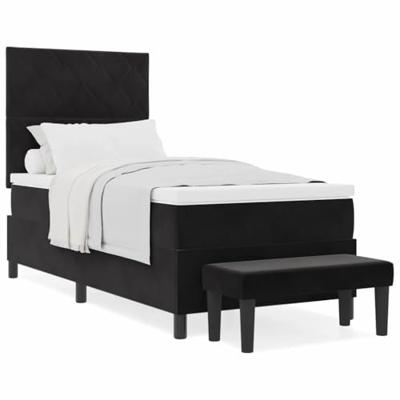 Boxspring Bed met Matras & Bank Zwart 100x200 cm Fluweel