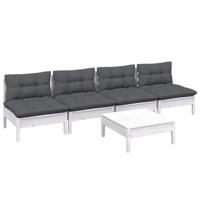 5-delige Loungeset met antracietkleurige kussens grenenhout - thumbnail