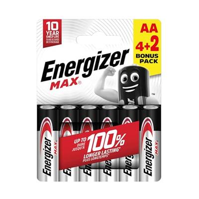 Energizer Max AA batterij (penlite) Alkaline 1.5 V 6 stuk(s) Energizer Max AA batterij (penlite) Alkaline 1.5 V 6 stuk(s)