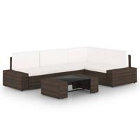 5-delige Loungeset met kussens poly rattan bruin - thumbnail