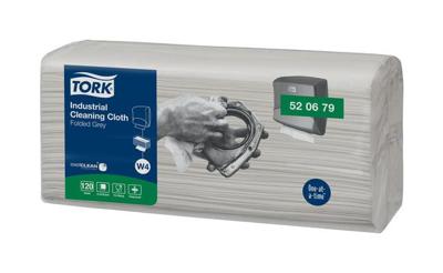 TORK Gevouwen industrie reinigingsdoekjes grijs W4, flexibel en zacht, 4 × 120 doekjes 520679