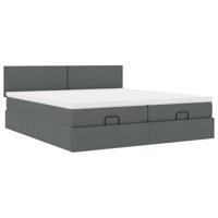 Ottoman bed met matrassen 180x200cm stof donkergrijs - thumbnail