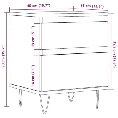 Nachtkastjes 2 st 40x35x50 cm bewerkt hout oud houtkleurig