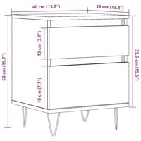 Nachtkastjes 2 st 40x35x50 cm bewerkt hout oud houtkleurig - thumbnail