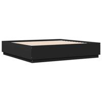 Bedframe met LED-verlichting bewerkt hout zwart 200x200 cm - thumbnail