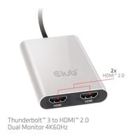 club3D CSV-1574 Thunderbolt / HDMI Adapter [1x Thunderbolt 3-stekker (USB-C®) - 2x HDMI-stekker] Grijs, Zwart 0.27 m - thumbnail
