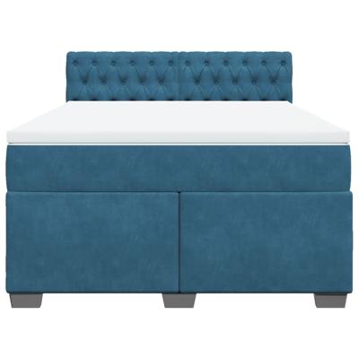 Boxspring met matras fluweel donkerblauw 140x190 cm