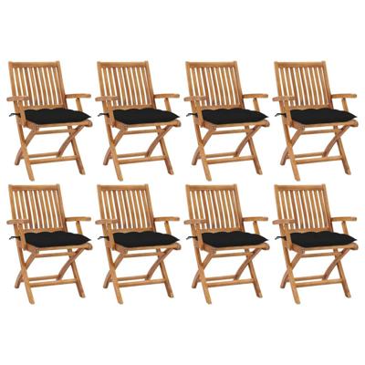 Tuinstoelen 8 st inklapbaar met kussens massief teakhout