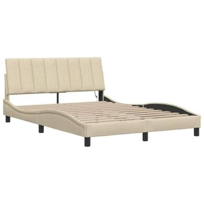Bedframe zonder matras "Hanko" stof crèmekleurig 140x190 cm
