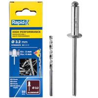 Rapid High performance blindklinknagels Ø3,2 x 8 mm, 50 stuks + boor - 5000383 - 5000383 - thumbnail