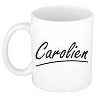 Naam cadeau mok / beker Carolien met sierlijke letters 300 ml   - - thumbnail