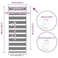 VidaXL Zebra rolgordijn 65x100 cm stofbreedte 60,9 cm polyester wit - thumbnail