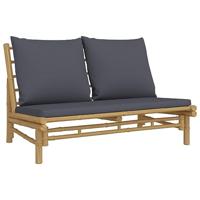 2-delige Loungeset met kussens bamboe donkergrijs - thumbnail