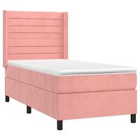 Boxspring met matras en LED fluweel roze 100x200 cm - thumbnail