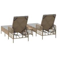 Ligbed met kussen 2 pcs Beige 35 x 35 x 32cm poly rattan - thumbnail